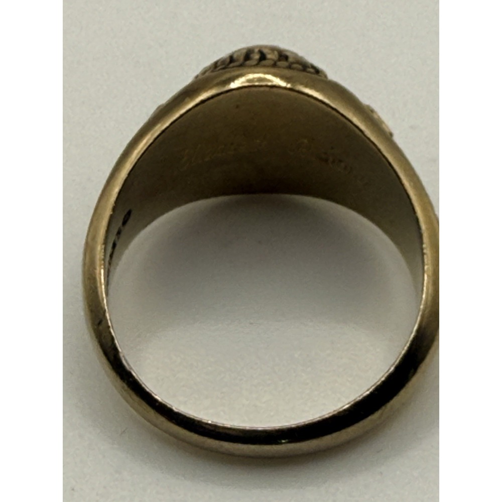 Vintage Class Ring Malvern HS Hornets 1997 Gold Tone Green Stone Size 6.75 - Picture 7 of 9